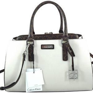 Calvin Klein H8ad15lb White Leather Satchel 13"L